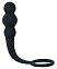 Массажер простаты с кольцом для задержки, черный