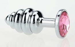 Анальная пробка фигурная с розовым стразом Luxurious Tail, S