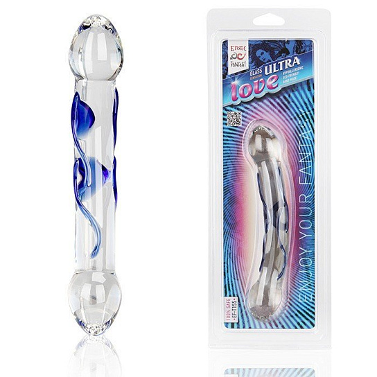 Двухголовый дилдо из стекла ULTRA LOVE, 20 см