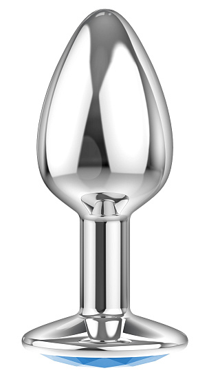 Анальный серебристый страз Diamond Clear Sparkle Small S, голубой