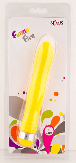 Вибратор классический водонепроницаемый, Sexus Funny Five, желтый