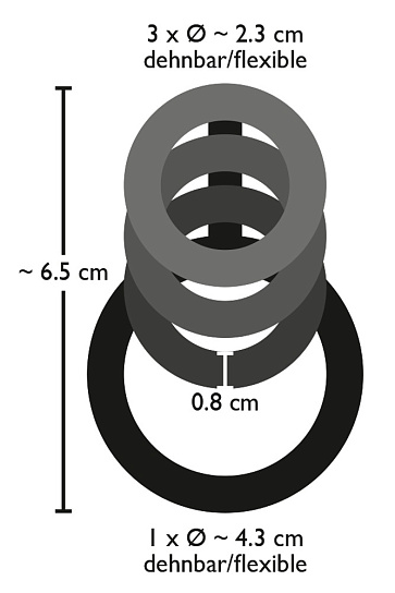 Насадка на пенис: 4 кольца Penis-Hodenring, черная