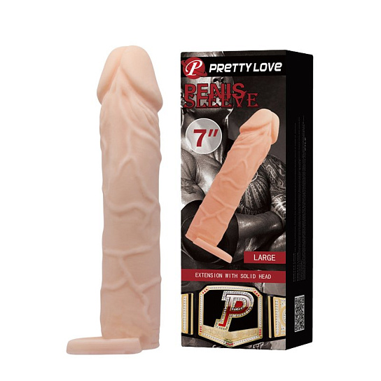 Закрытая насадка реалистик Penis sleeve, 18 см