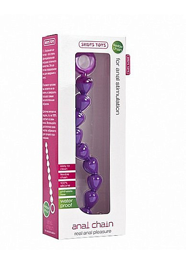 Анальная цепочка из 9 звеньев разного диаметра, фиолетовая