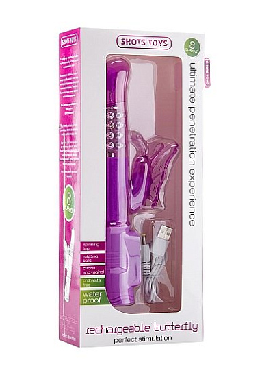 Многоскоростной вибратор с режимами вращения ствола BUTTERFLY, фиолетовый