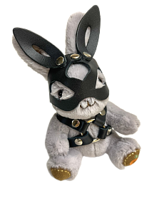 Подарочный бдсм-зайчик BDSM-Арсенал в маске серый, мини-размер