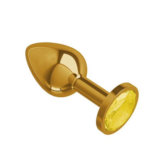 Анальная втулка Gold с желтым кристаллом маленькая