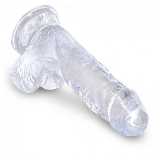 Фаллоимитатор с мошонкой на присоске King Cock Clear 10,8 см