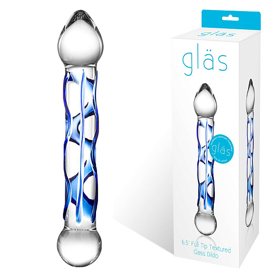 Рельефный двусторонний фаллос из стекла Full Tip от Glas, 17 см Рельефный двусторонний фаллос из стекла Full Tip от Glas, 17 см