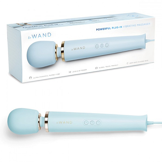 Проводной вибромассажер Le Wand с 10-ю скоростями, голубой