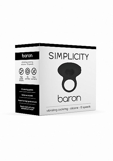 Вибрирующее кольцо Baron синее, 10 режимов, черное