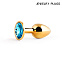 Анальная пробка металлическая Jewelry Plugs, голубой кристалл, размер S