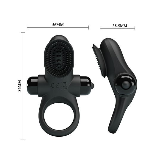 Эрекционное виброкольцо с клиторальной щеточкой Ring II