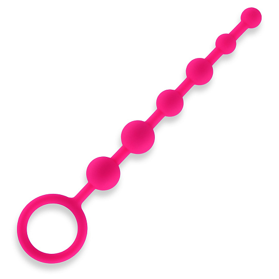 Анальные бусы из силикона класса люкс 6 шариков, розовые