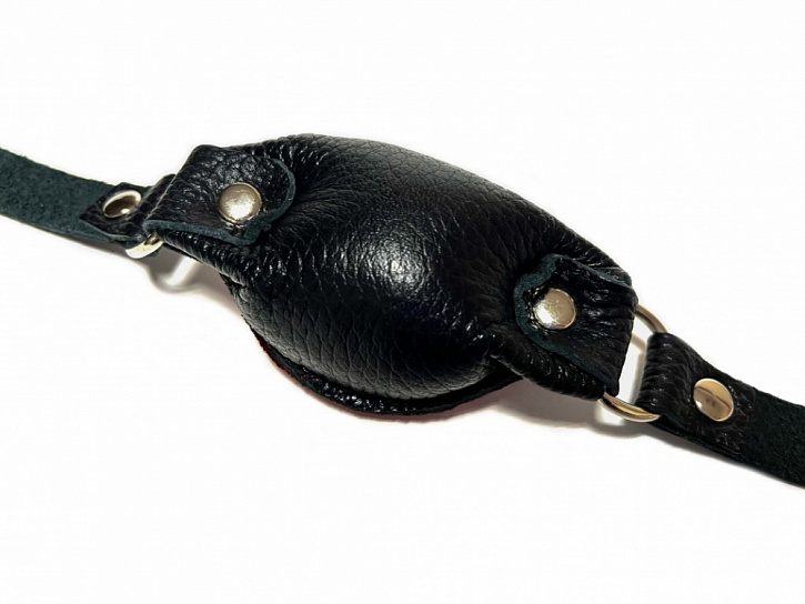 Кляп-шарик из кожи BDSM Арсенал, черный