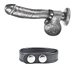 Кольцо на пенис из искусственной кожи Snap Cock Ring, черное, M