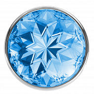 Анальный серебристый страз Diamond Clear Sparkle Small S, голубой
