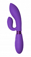 Вибратор Gina с изогнутой формой Indeep с клиторальным отростком, фиолетовый