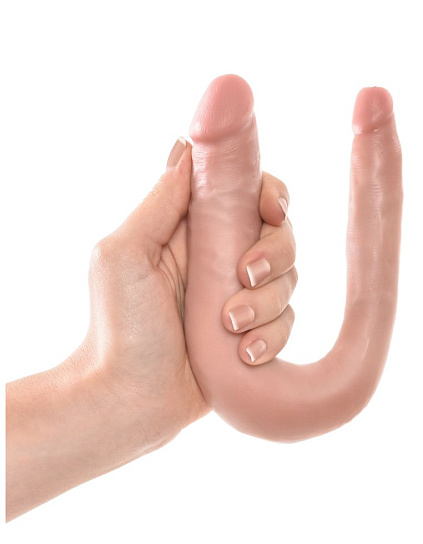 Реалистичный фаллоимитатор-мулат двухголовый U-Shaped 16.7 см, телесный