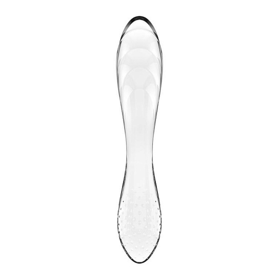 Двусторонний стеклянный дилдо с рельфеом Satisfyer Dazzling Crystal 1, прозрачный
