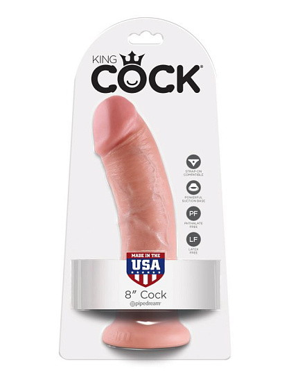 Фаллос на присоске King Cock 8 реалистичный, 19 см, телесный