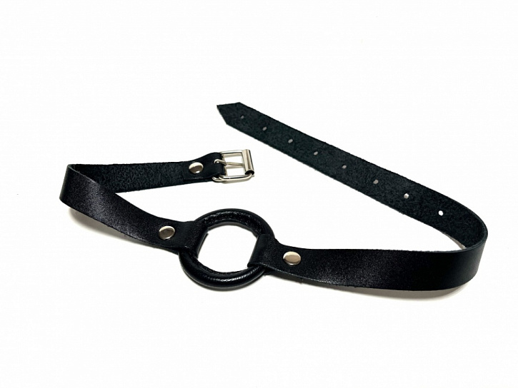 Кожаный кляп-кольцо BDSM Арсенал, черный