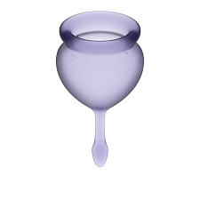 Набор менструальных чаш с хвостиком-капелькой Satisfyer Feel Good, 2 шт, фиолетовые