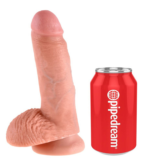 Реалистик с мошонкой на присоске Cock with Balls King Cock 13.5 см, телесный