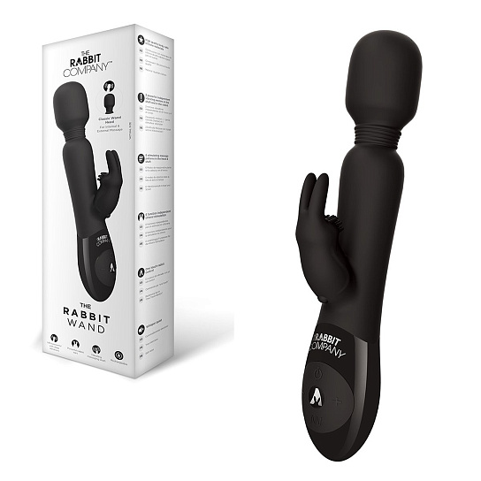 Кролик-ванд для внутренней стимуляции RABBIT WAND, черный