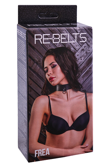 Ошейник Frea Black из натуральной кожи Rebelts, цвет черный