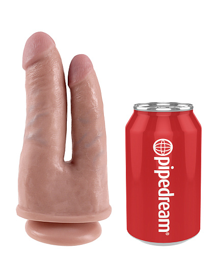 Анально-вагинальный фаллоимитатор King Cock Double Penetrator 11.4 см, телесный
