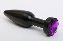 Анальная пробка черного цвета с ярким фиолетовым кристаллом