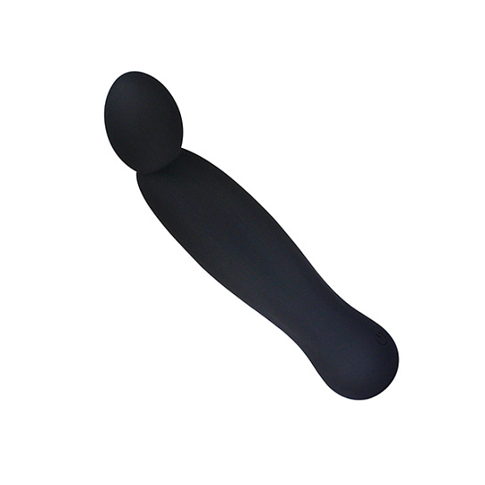 Вибратор классической формы с гладкой загнутой головкой 16.5 см, черный