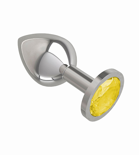 Средняя анальная пробка Silver с желтым кристаллом