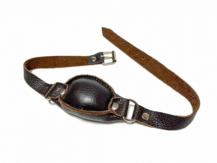 Кляп-шарик из кожи BDSM Арсенал, коричневый