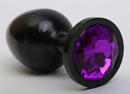 Брутально-черная анальная пробка из металла, 4sexdream, фиолетовый