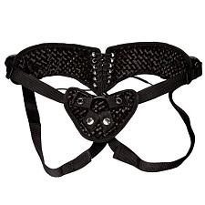 Трусики-джоки со шнуровкой с креплением для страпона Diamond Velvet Lux Fetish, черные