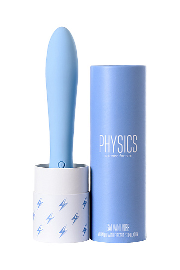 Вибратор с электростимуляцией PHYSICS GALVANI VIBE, 21 см, голубой