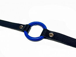 Кожаный кляп-кольцо BDSM Арсенал, синий