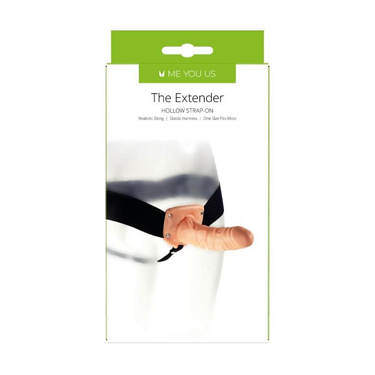 Полый ремневой страпон Extender Hollow Strap On, телесный