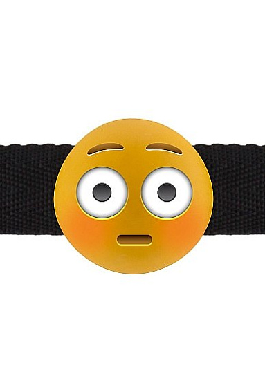 Кляп Shock Emoji с черными лентами с регулировкой размера
