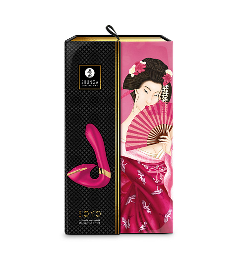 Вибратор с широким стимулятором клитора Shunga Soyo, малиновый
