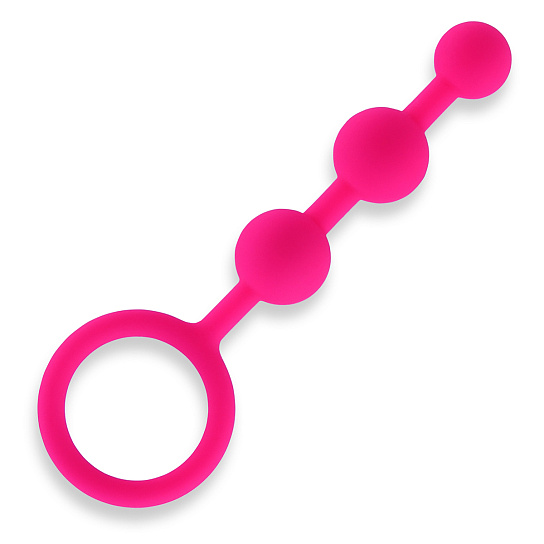 Анальные бусы из силикона класса люкс 3 шарика, розовые