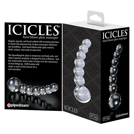 Стеклянный стимулятор Icicles No. 66, прозрачный