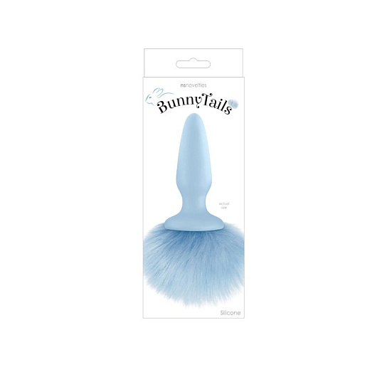 Анальная пробка с заячьим хвостиком Bunny Tails, голубая