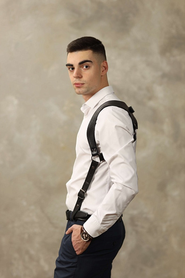 Портупея для мужчин № 1 BDSM Арсенал из натуральной кожи, черная