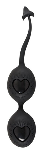 Черные вагинальные шарики Love Balls из силикона с петлей