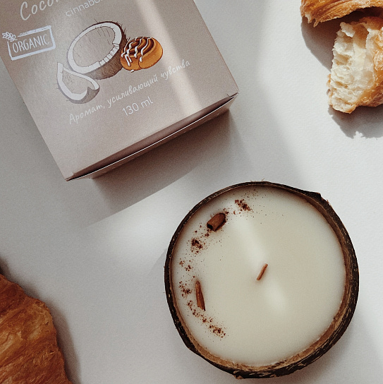 Массажная свеча в кокосе Time Heat Cinnamon, 130 мл