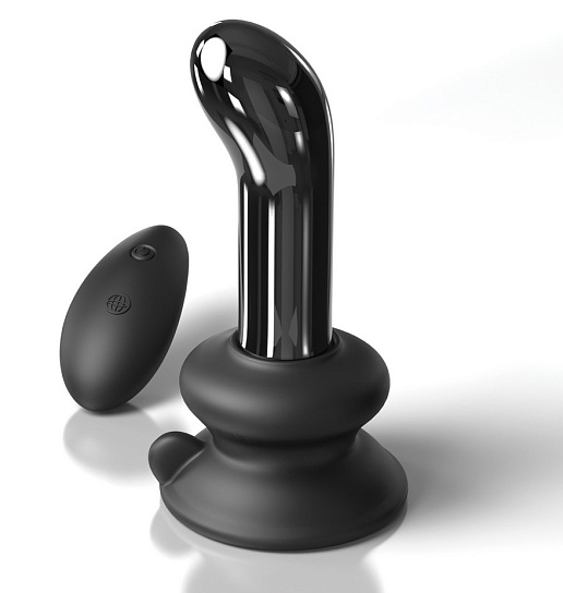 Стеклянный вибростимулятор с пультом ДУ и силиконовой присоской, черный