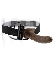 Страпон для мужчин с вибрацией Series 8 Vibrating, 19 см, коричневый